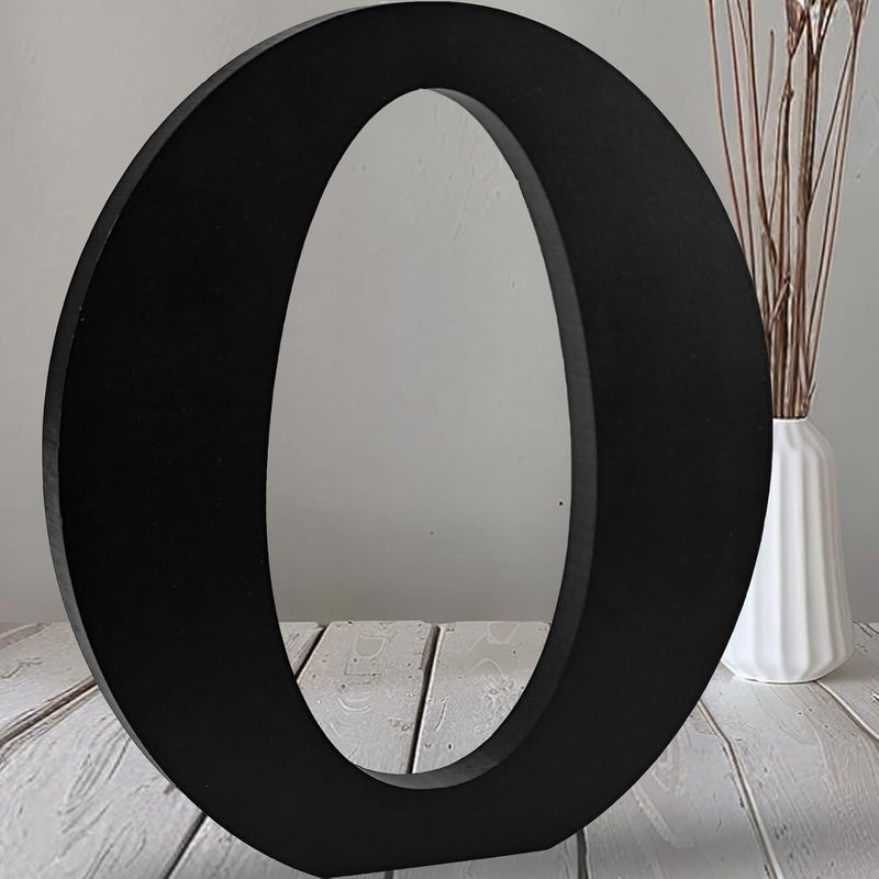 AOCEAN 12 inch Black Wood Letters Unfinished Wood Letters for Halloween Decorative Standing Letters Slices Sign Board Decoration for Craft Home Party Projects (O) - Image 1